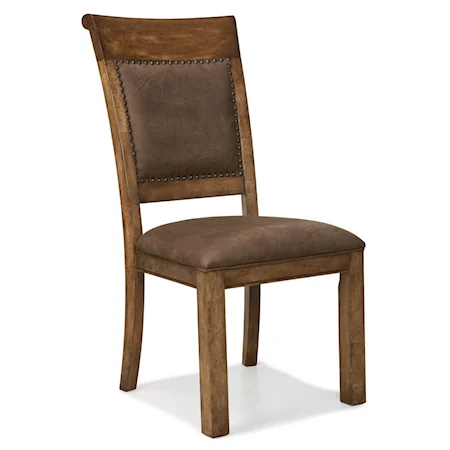 Upholstered Back Dining Side Chair with Nail Head Trim